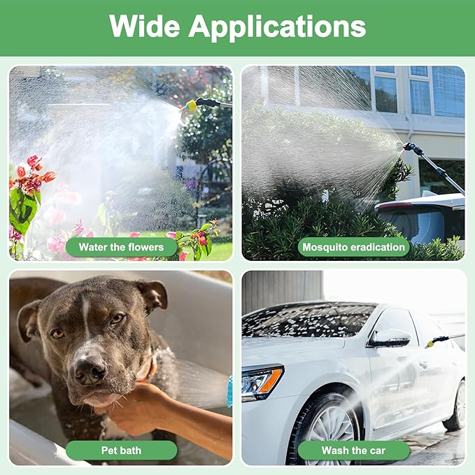 Battery Powered Garden Sprayer 1.35 Gallon, Electric Powered Sprayers, Weed Yard Lawn Sprayer with Battery Indicator, 3 Mist Nozzles, Retractable Wand & Adjustable Strap for Yard, Lawn, Garden