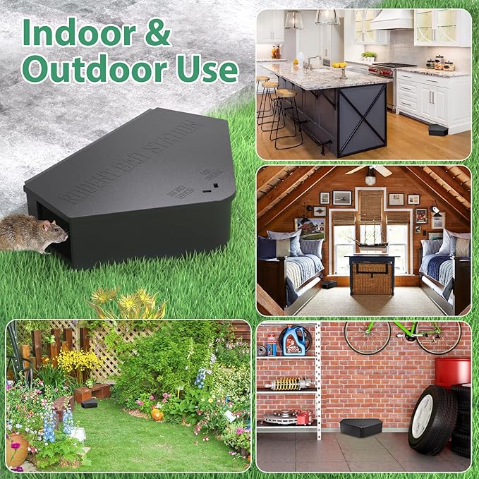 Rat Station Box with Keys, 6 Pack Rodent Station Keeps Rats Away, Keeps Children and Pets Safe, Key Unlocking, Reusable & Long-Lasting, Indoor & Outdoor