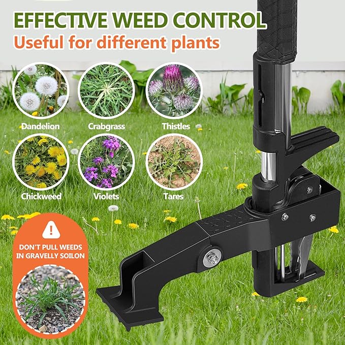 SHANTRA Weed Puller Tool, 4-Claw Stand Up Weed Puller Tool with Long Handle, Adjustable Weeder Puller Heavy Duty Stand Up Weeder, Weeding Tool for Lawn, Yard, Garden, Crabgrass, Dandelion Picker