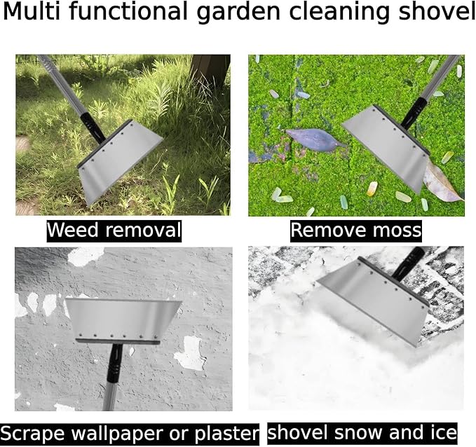 Multifunctional Garden Shovel – 54" Heavy Duty Stainless Steel Cleaning Tool with Adjustable Handle for Weeding, Lawn Edging, Snow/Ice Removal & Digging, Durable Outdoor Spade & Scraper
