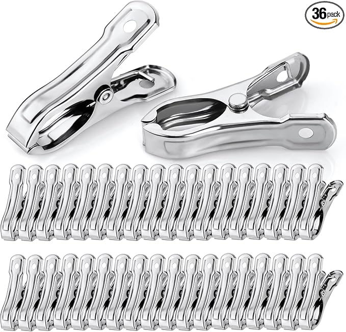 36 Pcs Garden Clips, Greenhouse Clamps, Stainless Steel Greenhouse Clips for Netting, Heavy Duty Row Cover Clips with a Strong Grip for Shade Cloth or Plant Cover on Gardening Hoops