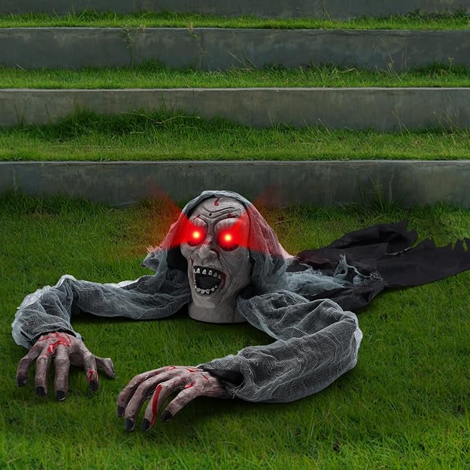 Halloween Light-Up Animated Zombie Groundbreaker with Creepy Sound for Halloween Outdoor,Lawn,Yard,Garden,Patio Decorations