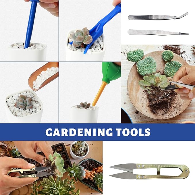 13 Pieces Succulent Tools Kit with Organizer Bag,Gardening Tool Set with Tote,Mini Succulent Garden Tool Kit Succulent Bonsai Planter Set Indoor Gardening,Miniature Indoor Fairy Planting Care