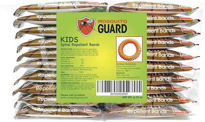 Mosquito Guard 20 Deet Free Mosquito Repellent Bracelets for Kids - Camping Essentials Bug Repellent Bracelets - Mosquito Repellent Outdoor Patio Bands - Summer Essential Bug Bracelets Repellent Kids