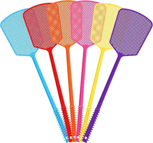 Fly Swatter,Plastic Flyswatters Multi-Pack,6 Bulk Vibrant Colorful Fly Killer,Long Handle Bug Swatter for Indoor and Outdoor