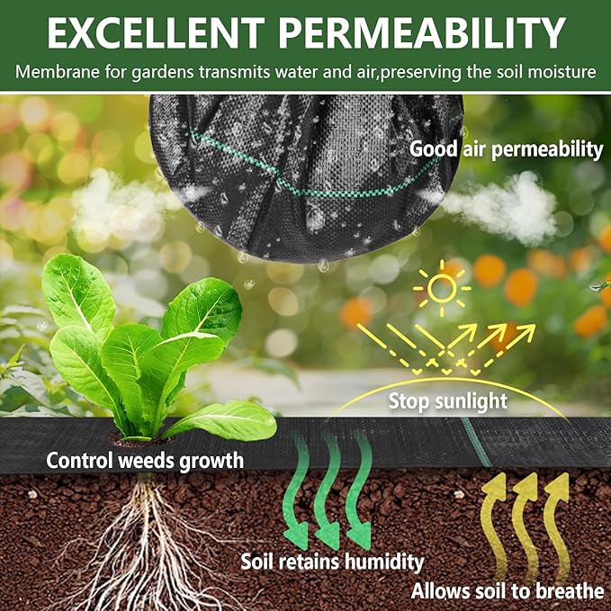 3FT*100FT Landscape Fabric Weed Barrier Fabric Heavy Duty, Weed Gardening Ground Cover Mat, Weed Control Garden Cloth, Woven Geotextile Fabric for Underlayment, Commercial Driveway Fabric, Black