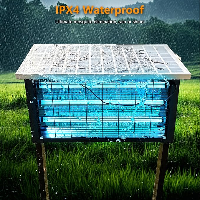 Powerful Super Large Solar Bug Zapper Outdoor for 8000 sq.ft, Poartable Rechargeable Mosquito Zapper with High Powered, Cordless Solar Fly Zapper for Patio Garden Backyard RV Camping Pond Pest Control