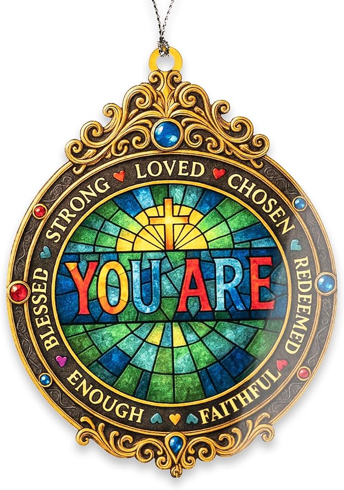 Christian You Are Cross Ornament – christian ornament – religious gifts – bible decor – christmas ornament – Suncatcher effect window hanging – Car Hanging