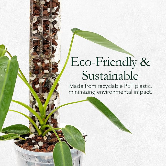 V2 Small GrowPole - Stackable Plastic Moss Poles for Climbing Plants, Monstera Plant Support-Plant Climbing Pole, DIY Plant Stick Support, Works for Philodendron and Anthuriums - 10 Pcs