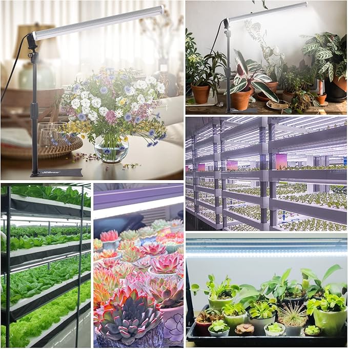 JCBritw Standing LED Grow Light，Adjustable T12 Bar Plant Light, White 6500K Full Spectrum Plant Grow Lamp on Stand for Indoor Plants Seed Starting, Seedlings, Veg, Flower