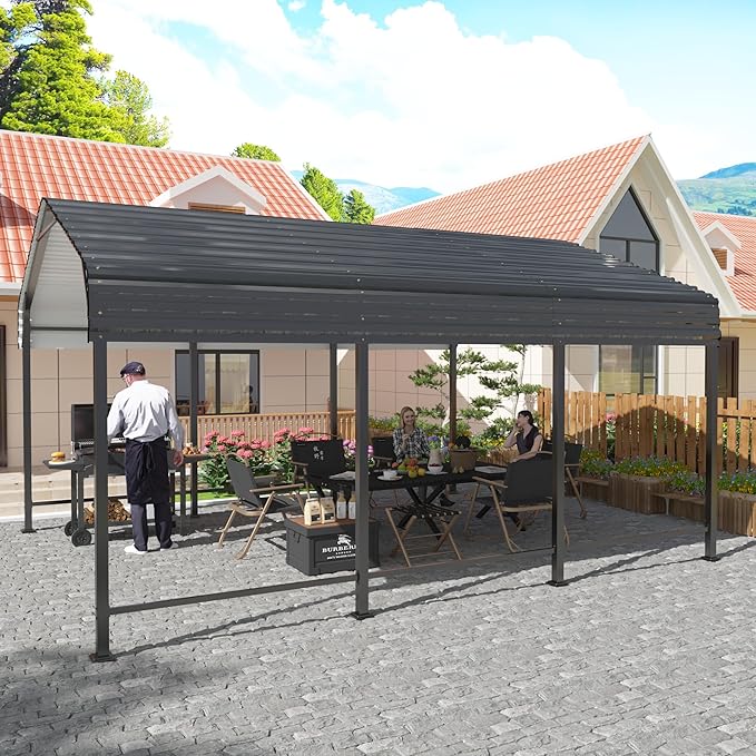 10x15 Metal Carport Carports with Enhanced Base Heavy Duty Garage Outdoor Galvanized Car Shelter for Car, Boats and Truck