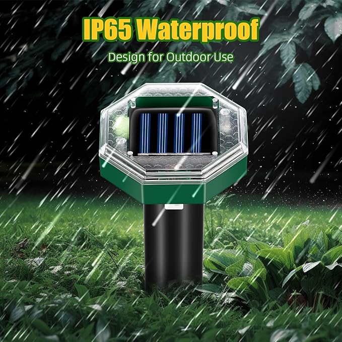 Mole Repellent Solar Powered, 8 Pack Ultrasonic Gopher Vole Repellent Outdoor, Waterproof Sonic Spikes Get Rid for Squirrel, Rat, Mice, Rodent, Skunk Repellent for Lawns Yard