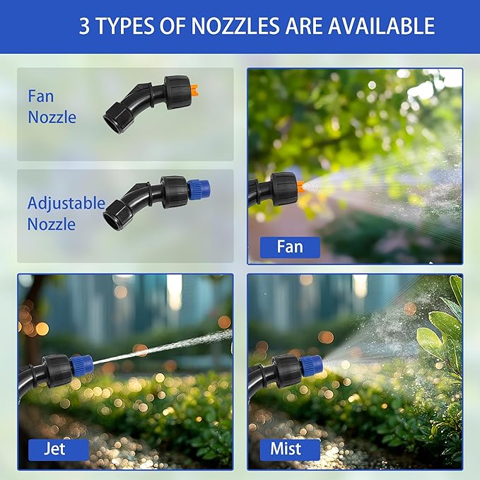 Electric Garden Sprayer, Portable Battery Powered Watering Wand, Rechargeable Plant Spray Mister with Telescopic Wand and 10ft Water Hose for Yard Lawn Weeds Plants,Type-C Charging, Blue