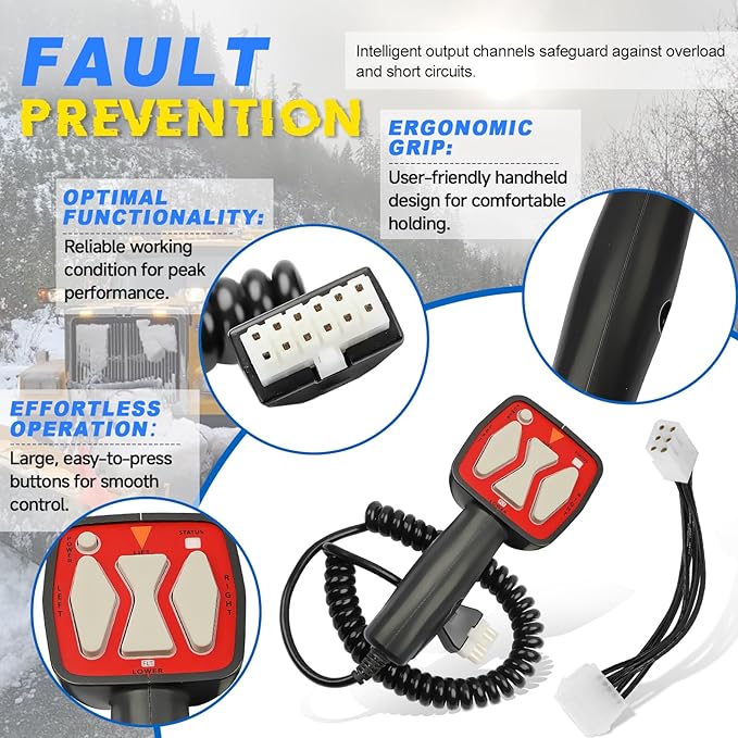 Snowplow Handheld Controller Fit for Western 56462 | SAM 1306902 | Fisher 9400, Straight Blade Plows, 6 Pin Plug Hand Held Controller