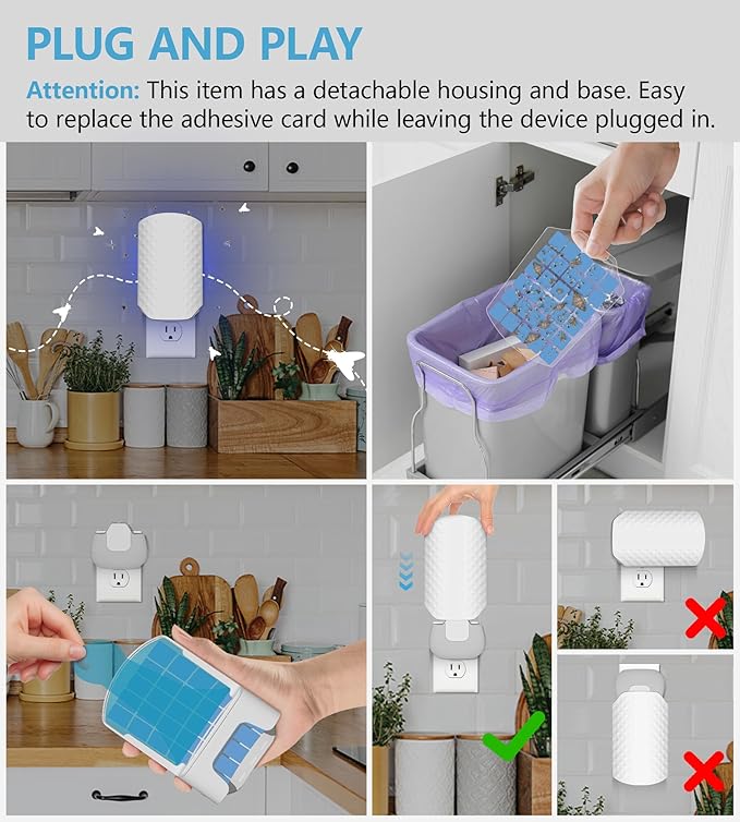 10PCS Refills for WowCatch Flying Insect Trap N386E, Original Super Sticky Cards, High Efficiently Stick Fruit Flies, Gnats, Moths, and Houseflies (Refills Only)