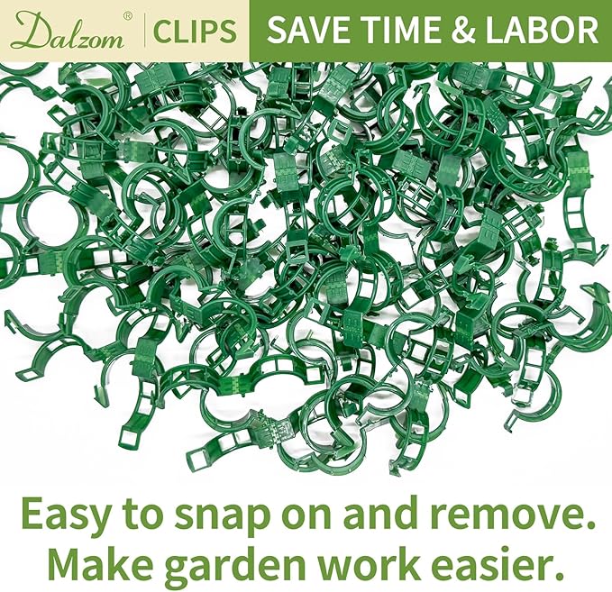 Dalzom® 300Pcs Tomato Clips, Plastic Trellis Clips Plant Support Clips, Plant Clips for Support, Grape Vine, Tomato Vine, Vegetables Plants, Garden Clips to Grow Upright Makes Plants Healthier (Green)
