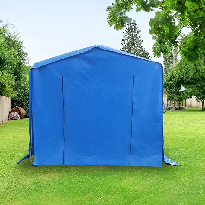 8x8x8 FT Outdoor Storage Shelter Carport, Portable Storage Tent with Roll-up Door, Waterproof Outdoor Carport for Bike, Lawn Mower, ATV Storage (Blue)