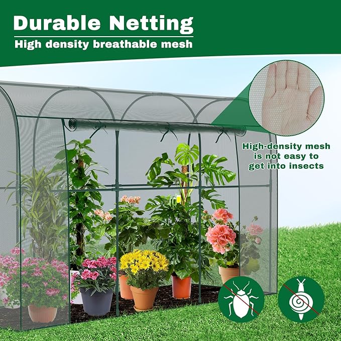 Crop Cages for Garden Plant, 9.8x3.3x6 Ft Plant Protection Netting Tent with Zippered Door, Raised Bed Cover, Garden Bed Cover with Frame, Wind-Resistant Plant Cages for Outdoor Plants