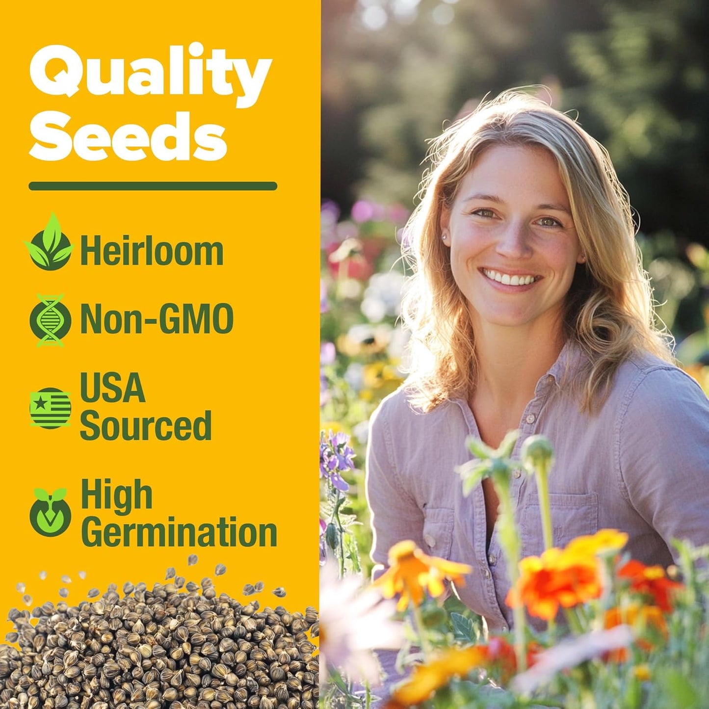 HOME GROWN Wildflower Seeds Mix - 110,600+ Seeds, 21 Varieties, Non-GMO Wild Flower Seeds for Planting, Annual Flowers, Butterfly Garden, Pollinator Seed Mix