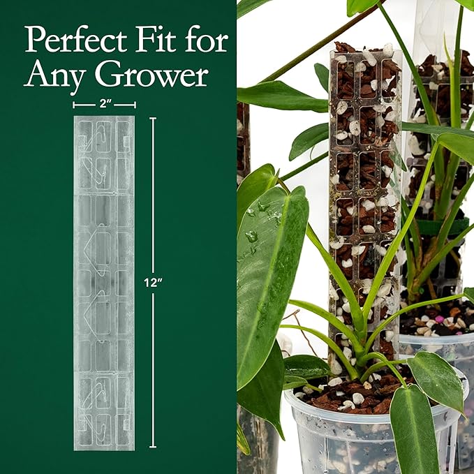 V2 Small GrowPole - Stackable Plastic Moss Poles for Climbing Plants, Monstera Plant Support-Plant Climbing Pole, DIY Plant Stick Support, Works for Philodendron and Anthuriums - 10 Pcs
