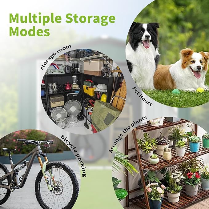 8x10FT Heavy-Duty Metal Storage Shed with Apex Roof, Outdoor Garden Shed with Hinged Door, Steel Vents & Free Padlock, Weatherproof Tool Shed for Backyard, Lawn Equipment & Bike Storage