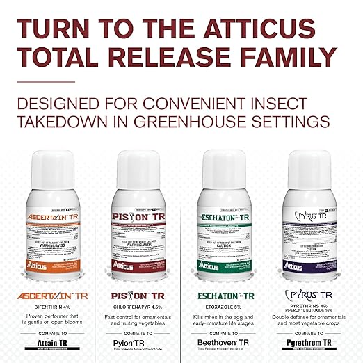 Atticus Piston TR Greenhouse Fogger (Compare to Pylon) (12 Pack) - Total Release Chlorfenapyr Insecticide/Miticide - Controls Mites, Thrips, Caterpillars, and Adult Fungus Gnats