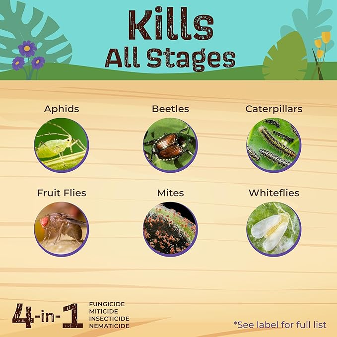 Bonide Captain Jack's Neem Max, 32 oz Ready-to-Use Spray Cold Pressed Neem Oil, Multi-Purpose Insecticide, Fungicide, Miticide and Nematicide for Organic Gardening