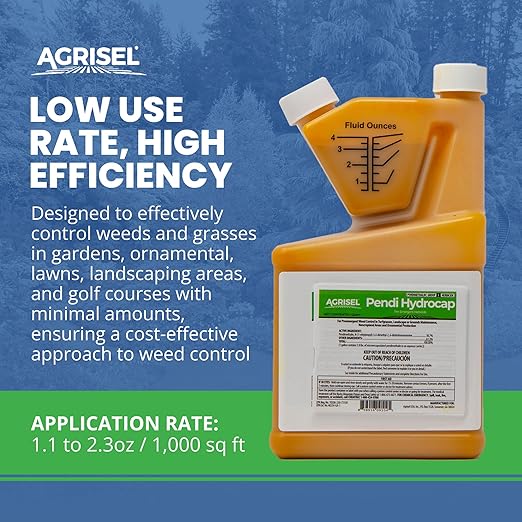 Pendi Hydrocap Weed Killer, Pre-Emergent Formula, Effective on 40+ Broadleaf Weeds and Grasses, No-Stain, Mixes Easily, Pet Safe, Includes 3-Pack of Agrisel Protective Gloves, 32 Ounces