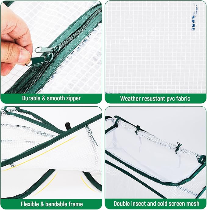 2PACK Raised Garden Bed Covers - 50% Sunblock Plant Covers, Plant Tent Cage with 16 Stakes Protects Plants Against Pests & Animals, Freeze Protection Greenhouse Cover for Seedlings Fruits -45"x22"x16"