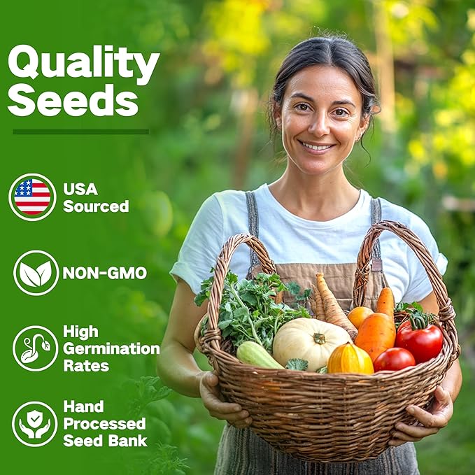 LUSH&DEW Full Companion Plants Vegetable Seed Bank, Gardening Gifts for Women Men, 32 Varieties 30,000+ Non-GMO Heirloom Fall Garden Seeds, Raised Garden Bed, Survival Seed Kit Emergency Food Supplies