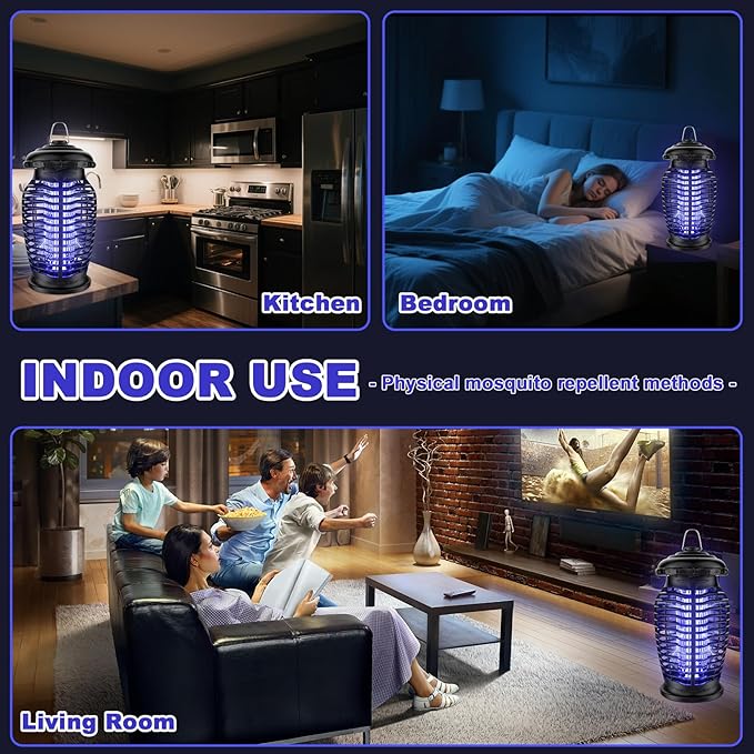 Bug Zapper Outdoor - 4200V Mosquito Zapper, Electric Fly Traps Insect Killer with 8.2ft Power Cord, ABS Plastic Outer, Hanging Fly Zapper for Home, Patio, Kitchen, Backyard, Camping