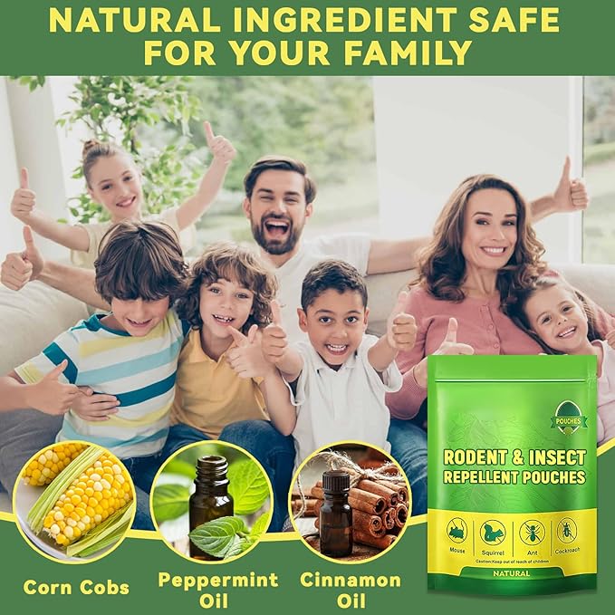 Extra-Strength Mouse and Rat Repellent Pouches, Strong Peppermint Oil Repellent for Mice Indoor/Outdoor, Natural Mouse Deterrent for House, Garden, Car, RV, Basement, Garage, Patio (10 Pack)