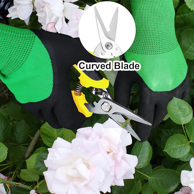 4 Pack Garden Shears Scissors,Pruning Shears, pruning shears for gardening Stainless Steel Blades, Gardening Clippers Hand Pruner With a Gardening Gloves((Red Yellow Blue Orange)