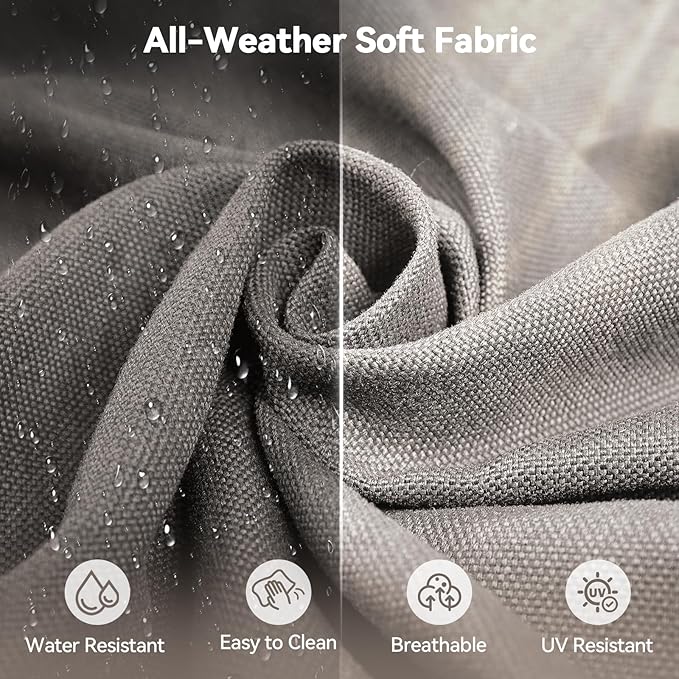 Luxury 6" Outdoor Cushions for Patio Furniture, 24x24x6 Thick Seat Cushion Set of 2, Fade Resistant Couch Chair Replacement Cushions High Density Deep Wicker Chair Cushion w/Removable Cover Gray