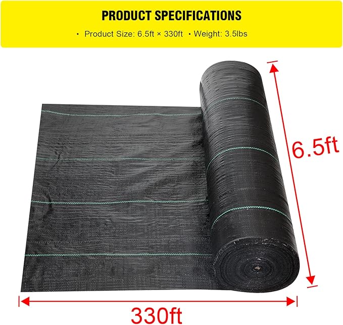 Driveway Fabric - 6.5x330 ft Commercial Weed Barrier - Heavy Duty 3.5OZ French Drain Fabric for Erosion Control and Landscape Projects