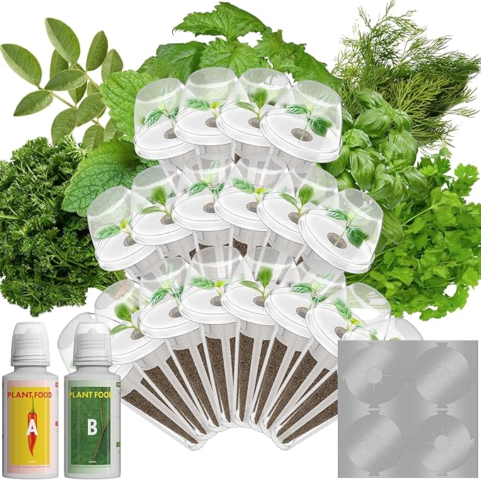 LYKOCLEAN Herb Seed Pods for Ahopegarden, iDOO MUFGA Hydroponics Growing System Indoor Gardening, 400+ Seeds, Basil, Cilantro, Dill, Parsley, Mint, Shiso, Liquorice(18-Pods)