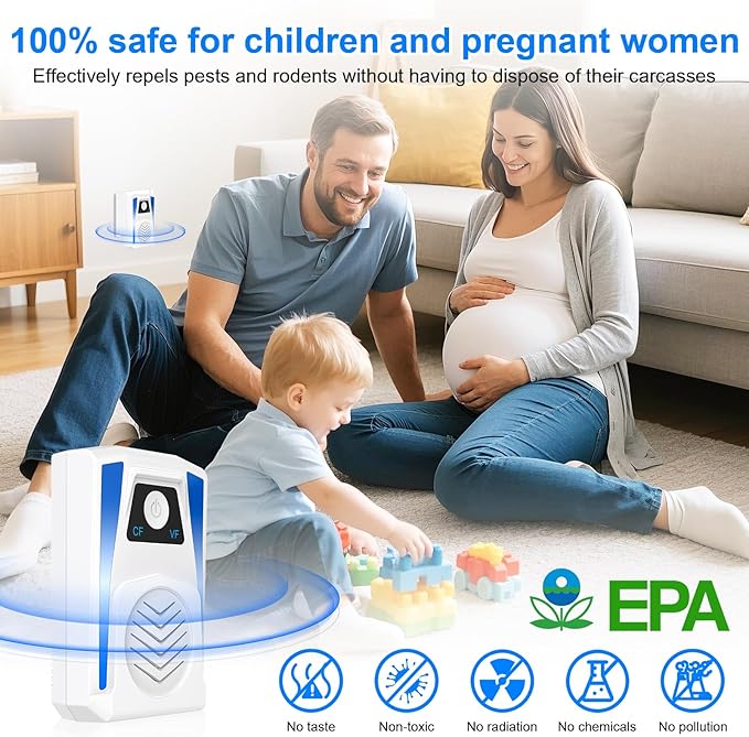 2025 Upgraded Ultrasonic Pest Repeller, Ultrasonic Mouse Repellent Used for Driving Away Mice, Mosquitoes, Flies,Cockroaches, Ants, Etc. Can be Used in Bedrooms, Kitchens,Warehouses,Etc.6 Packs