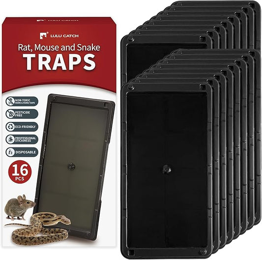 LULUCATCH Super Heavier Mouse Traps 16 Pack for Mice & Snakes with Non-Toxic Glue. Larger Sticky Traps Indoor, Easy to Set, Pet Safe Pest Control