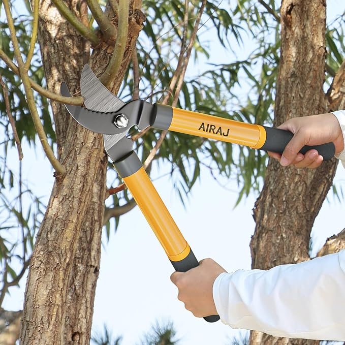 AIRAJ Bypass Loppers for Gardening | 16 Inch Garden Shears | SK5 High Carbon Steel Blade | Plants, Flowers and Tree Trimmer | Pruning Shears | Branch Cutter | Garden Loppers | Cutting 1.5” MAX