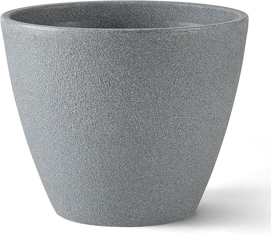 ARBORA 16" Valencia Polyresin Indoor and Outdoor Planter with Stone Blend Concrete Gray Finish - Durable, Weatherproof, Lightweight, Large Plant Pot for Patio, Garden, Deck, Entryway