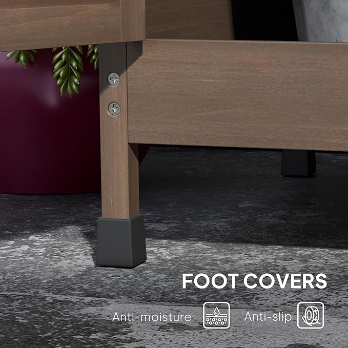 Outsunny Outdoor Wooden Potting Bench Table with Sink and Water Tap, Garden Workstation with Storage Cabinet, Storage Shelves for Backyard, Patio, Balcony, Dark Brown