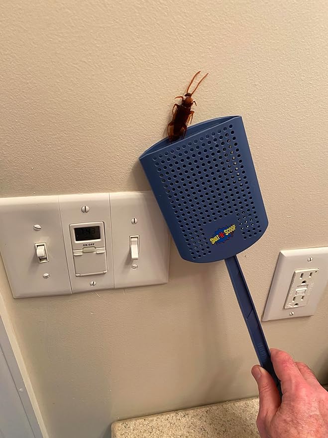 Heavy Duty Fly Swatter and Spider Catcher and Release. Insect Fly Catchers for Inside Home. House Fly Swatter or Humane Bug Catcher with Built in Insect Scoop. (1, Blue)