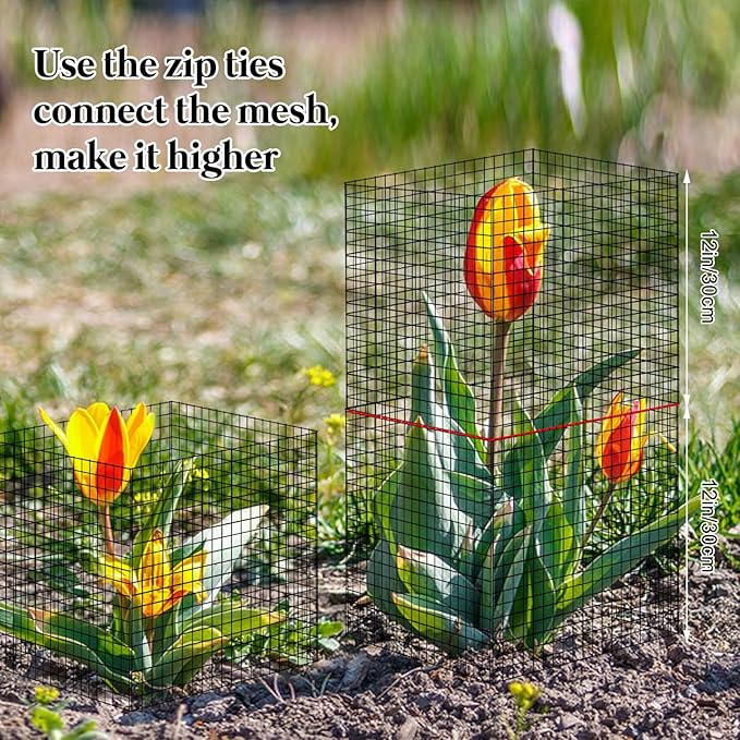 10 Pack Plant Protector from Animals, 12'' x 12'' Square Metal Plant Cages Wire Plant Protectors 40pcs Metal Mesh to Keep Animals Out, Garden Protection Bunny Barricades for Garden Flowers Vegetables