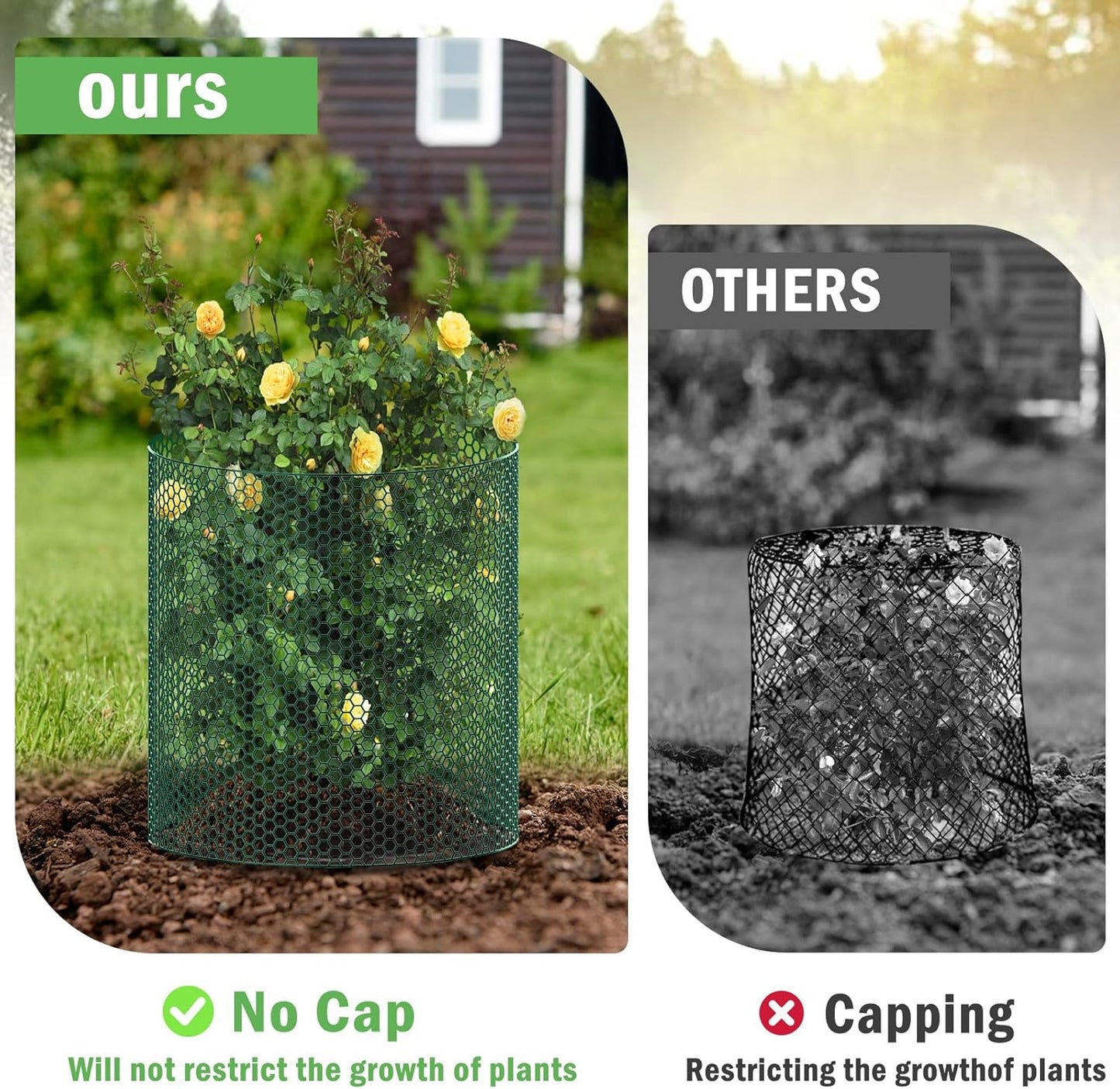 39.4Ft x 16In Plant Protectors from Animals, Plant Cages for Outdoor Plants, Free-Cut Metal Mesh Plant Covers Guards Fence Chicken Wire Cloche with Ground Stakes & Ties to Keeping Bunny Animals Out