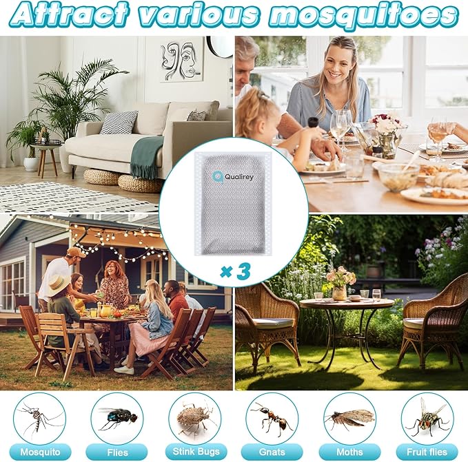 3 Pack Mosquito Attractant in Bulk, Lure for Bug Zapper Bait Refill Compatible with All Mosquito Trap Enhances Catch Rates for Indoor Outdoor Traps, Safe and Long Lasting