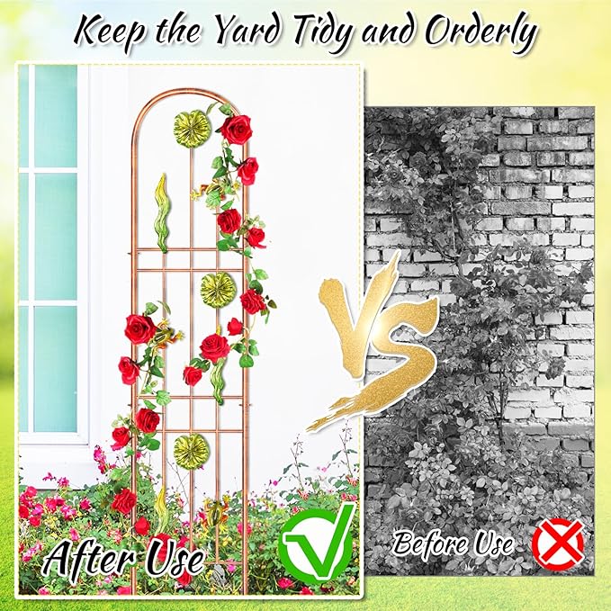 2Pcs Metal Garden Trellis, Arched Fence Trellis Plant Support Trellises, Supporting Plants Outdoor Decoration for Climbing Plants Lawn Yard Patio Backyard Wall Brackets (Frog)