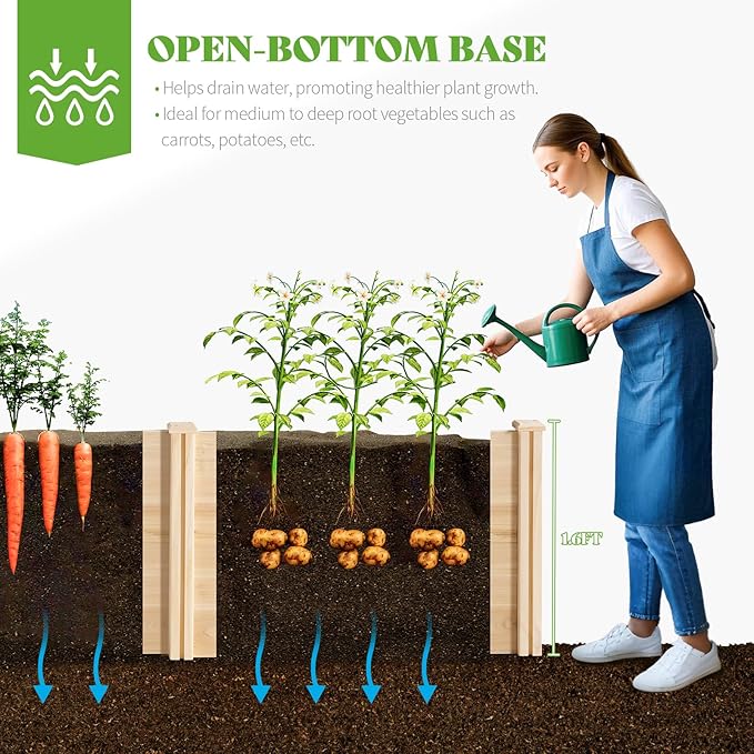 PaPaJet Raised Garden Bed for Outdoor, Seven Grids Deep Large Planter Box for Gardening, Vegetables, Flowers, Herbs（7.5× 9.0× 1.6FT）