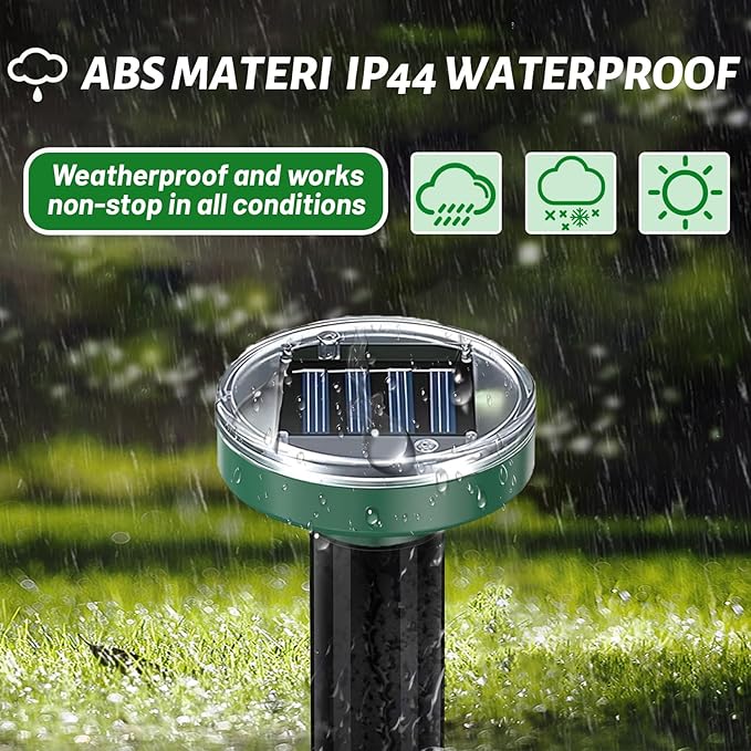 Mole Repellent Solar Powered 10 Packs, Ultrasonic Deterrent Stake for Outdoor Garden, Yard, Patio,Wide Coverage Waterproof Mole Repellent, Effective Deter Snake Gopher Rodent Groundhog