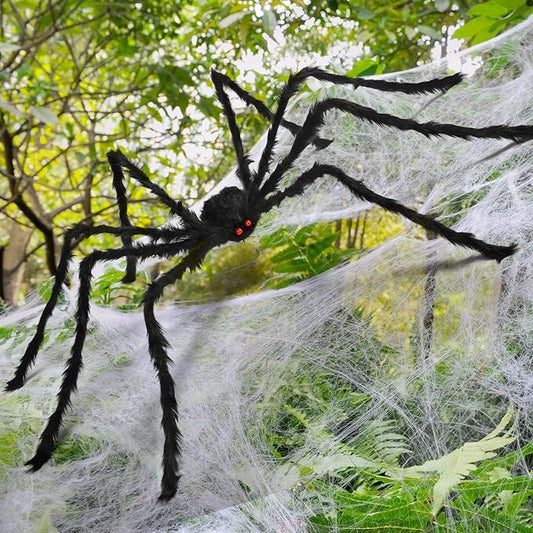 Sizonjoy 6.6 Ft Halloween Decorations Giant Spider,Scary Hairy Large Spider Props for Halloween Outdoor Yard Decorations,Party Decor, Black