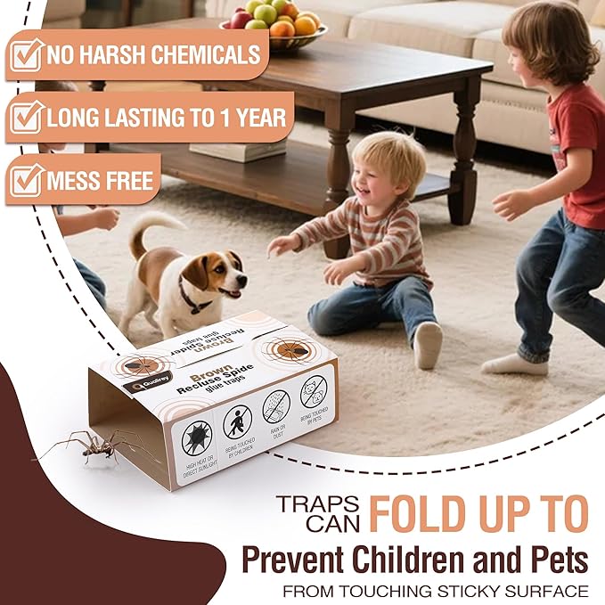 Qualirey 18 Pack Spider Traps Indoor for Brown Recluse Spiders, Extra Sticky Large Insect Glue Boards for Black Widows, Sac, Wolf and Other Crawling Bugs Inside Home